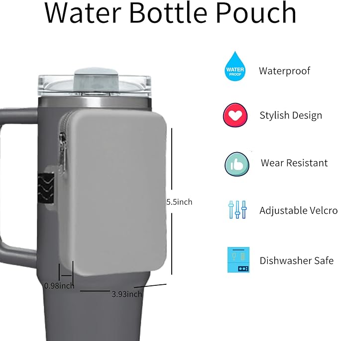 Silicone Water Bottle Pouch for Stanley, Tumbler Carrier with Zipper Pocket for Stanley 30oz/40oz & IceFlow 20/30oz, Gym Tumbler Accessories for Men Women