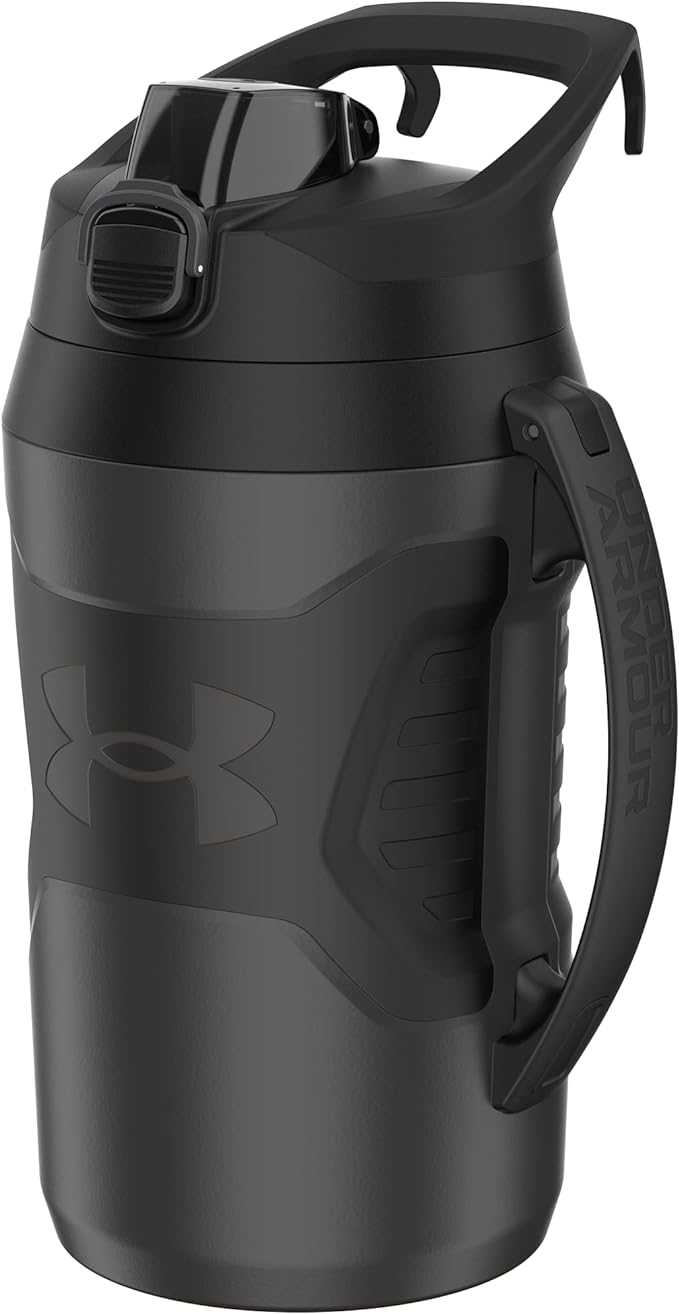 Under Armour Sports Water Jug, 64oz Insulated Water Bottle w/Handle, Half Gallon, Fence Hook, Leak Resistant, Baseball, Football & More