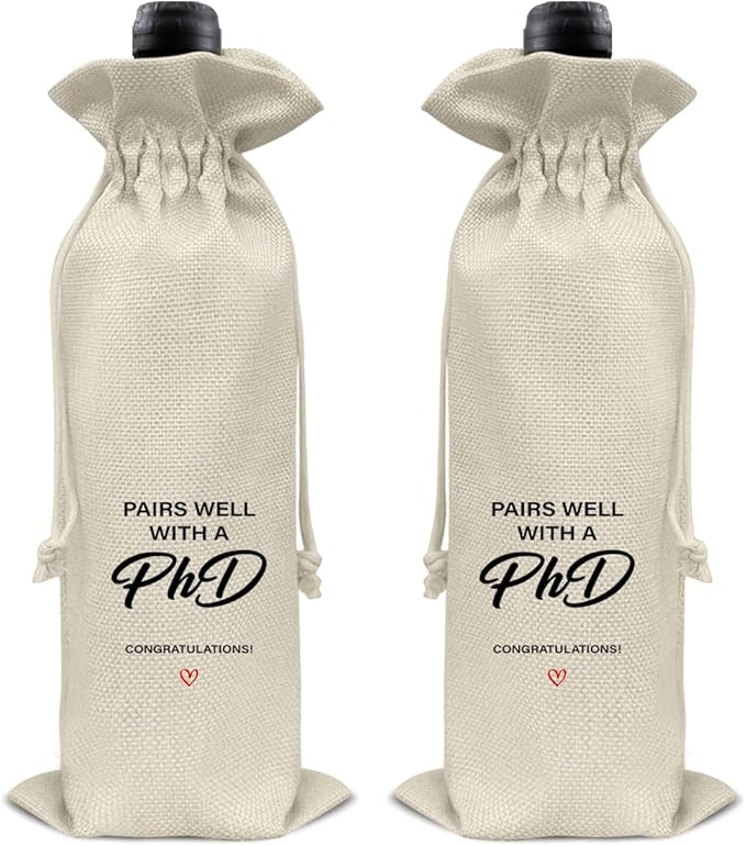 HOIJAUMAI Phd Graduation Gifts Doctorate Degree Graduation Wine Bag Pairs Well with a Phd Wine Gift Bags for Men Women