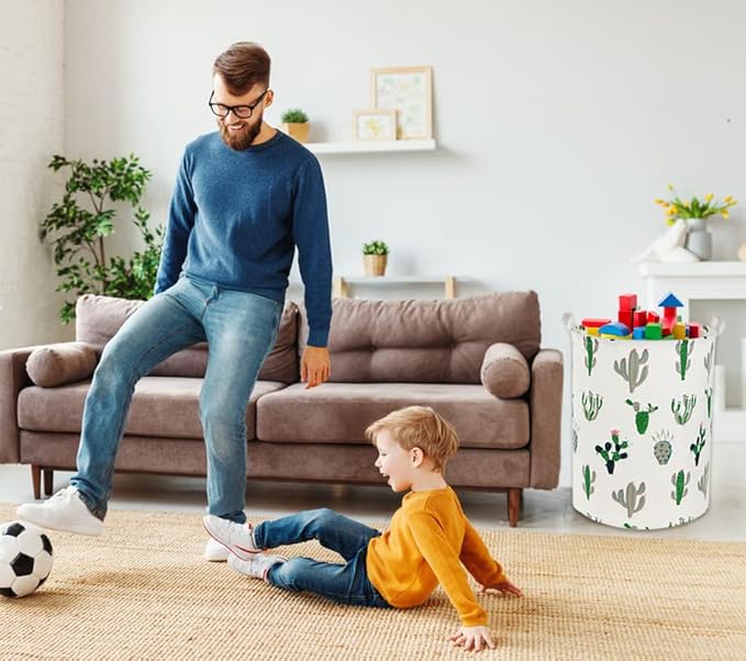 Kids Laundry Basket Kids Hamper Baby Laundry Hamper Toy Storage Bin for Boys Room Decor Nursery Hamper Gift Baskets for Bedroom Bathroom(Green and Gray）