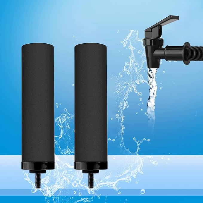 Huining 4PCS Black Water Filters for Water Purification Unit Water Filter Replacement Household Water Bucket Water Filtration System Gravity Water Filter System Water Purifier Survival