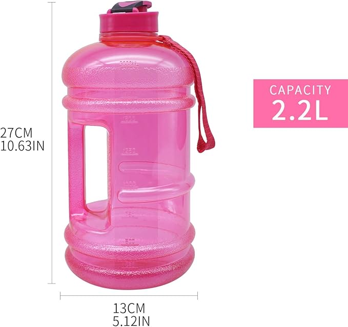 Water Jug Large Water Bottle Sport (2.2L/75 Oz) Leakproof Gym Container Large Capacity Drinking Tank(Pink)
