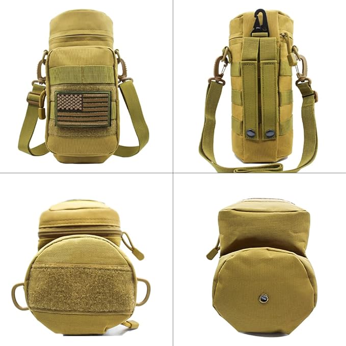 Outdoor Military Tactical Water Bottle Bag, Multi-Function Mount Water Bottle Bag for Camping Trip, with Adjustable Shoulder Strap, Large-Capacity Water Bottle Bag on Waist