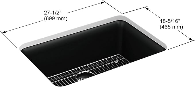 KOHLER K-28000-CM2 Cairn 27.5" Neoroc Composite Undermount Single-Bowl Kitchen Sink, Composite Kitchen Sink with Sink Rack, Matte Brown