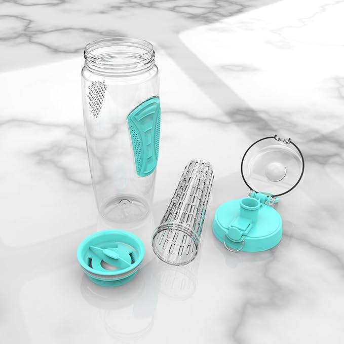 Fruit Infuser Water Bottle 32oz- Durable, Large - BPA Free Tritan, Flip Lid, Leak Proof Design - Sports, Camping