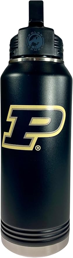 Purdue University Boilermakers 32oz Stainless Steel Double Walled Hot/Cold Vacuum Insulated Water Bottle Pop-Up Sippy Lid - March Madness and Tailgate Pride – For Gym, Pool, Beach, Auto and Office