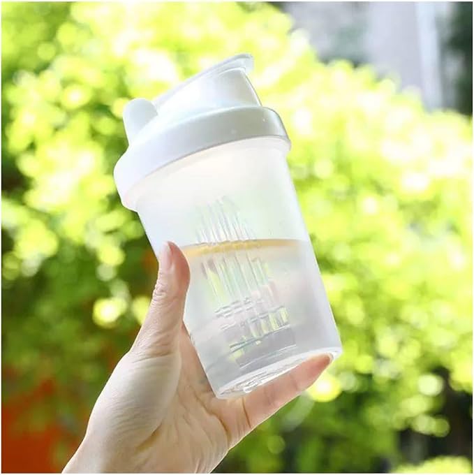 Shaker Bottle 16oz for Shake Mix,Protein Powder Mix,Best Shaker Cup (BPA free),Juice Mixer,Perfect for Protein Shakes and Pre Workout (White/Clear, 16Oz/400ML/2Bottle), SKER-BTL-2BTL