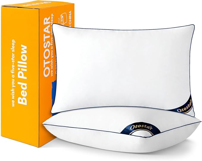 OTOSTAR Bed Pillows for Sleeping 4 Pack Standard Size Cooling Pillows Luxury Sleeping Pillow 3D Microfiber Filling Breathable Cover Soft Hotel Collection Pillows for Back Side or Stomach Sleepers