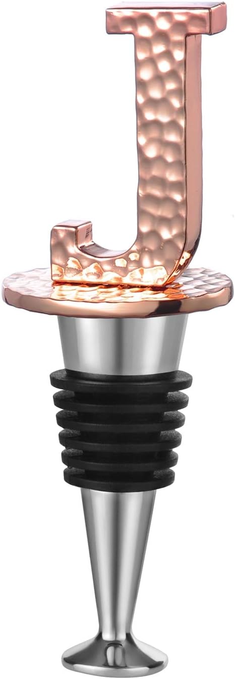 Miicol Wine Stopper, Prosecco Stopper, Wine Bottle Stopper, Personalised Champagne Stopper, Rose Gold Wine Accessories, Wine Lovers Gift, Monogram Gift, Letter J