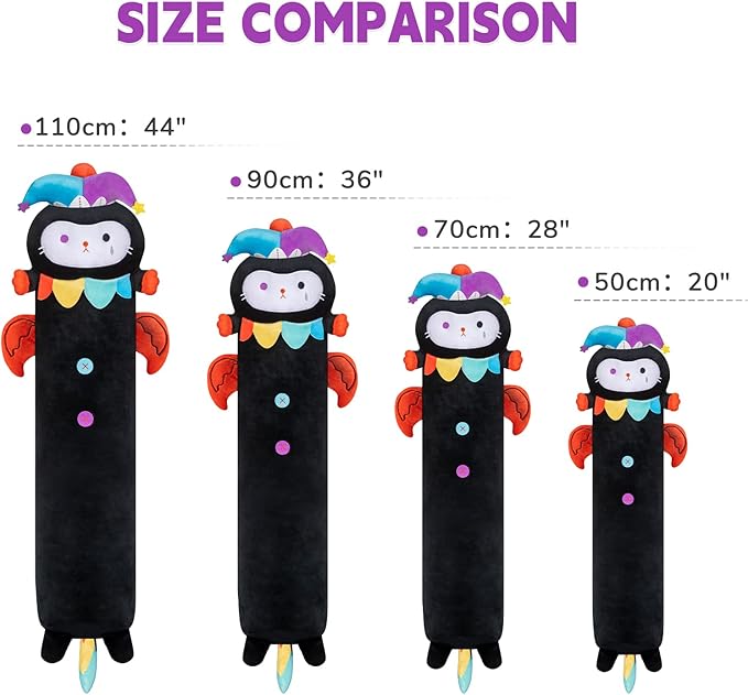 Long Cat Plush Body Pillow, 28” Cute Clown Axolotl Stuffed Animals Kawaii Soft Plushies, Joker Axolotl Plush Pillow Doll Toy Gift for Girlfriend