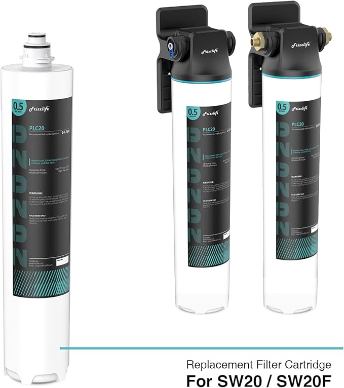Frizzlife SW20-HF Replacement Housing Kit with PLC20 Filter Cartridge Inside - for SW20 and SW20F Under Sink Water Filter Systems