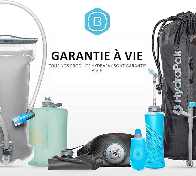 HydraPak UltraFlask (500ml/600ml) - Collapsible Soft Flask Water Bottle for Hydration Vests and Running Packs with Easy Open Cap