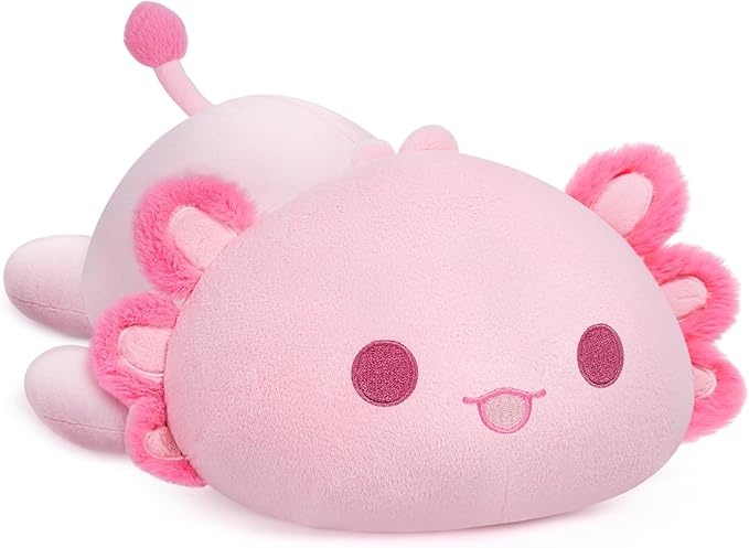 Cute Axolotl Plush Pillow, Kawaii Plushies Pink Axolotl Stuffed Toys, Squishy Plushies, Cuddle Plush Pillow for Boys & Girls