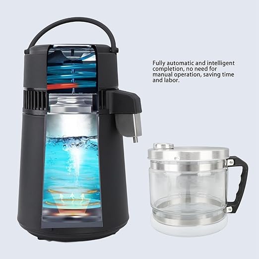 Water Distiller Glass Jar, 4L Distilled Water Storage Container Multifunction Water Distiller Glass Pot with Cover Portable Replacement Collection Bottle for Water Distille