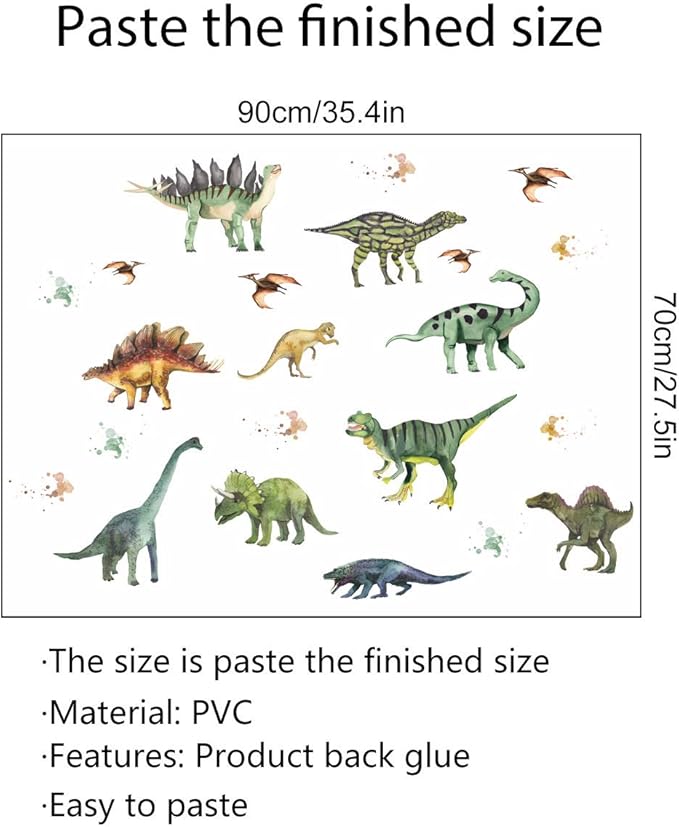 Dinosaur Decals Wall Stickers Watercolor Dinosaur Wall Decals Vinyl Decor Baby Bedroom Living Room Bathroom Nursery Playroom Decor