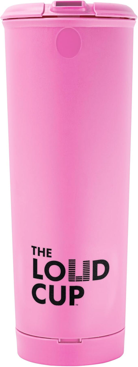 The LoudCup 20 oz Tumbler + Integrated Stadium Horn (Flamingo Pink) - Reusable Water Bottle for Sports Fans - Worlds Loudest Cup for Noisy Fans on Game Day & Tailgating