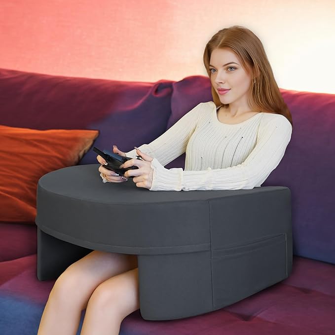 XL Reading Gaming Pillow for Lap - Reading Pillow for Gaming, Bed Arm Rest Pillow Memory Foam Lap Desk Pillow for Working, Crocheting or Sitting in Bed Floor Sofa