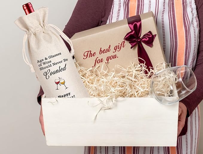 LANBAIHE Wine Bags for Wine Bottles Gifts, Wine Gifts Birthday Gift for Women Men,Wine Bag Birthday Gifts for Decorations Party Supplies - Happy Birthday