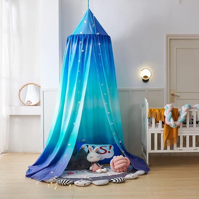 Mengersi Bed Canopy for Boys,Girls Corlofrul Canopy for Bed Bedding Kids Room Castle Play Tent Hanging House Decor Reading Nook Gradient Canopies