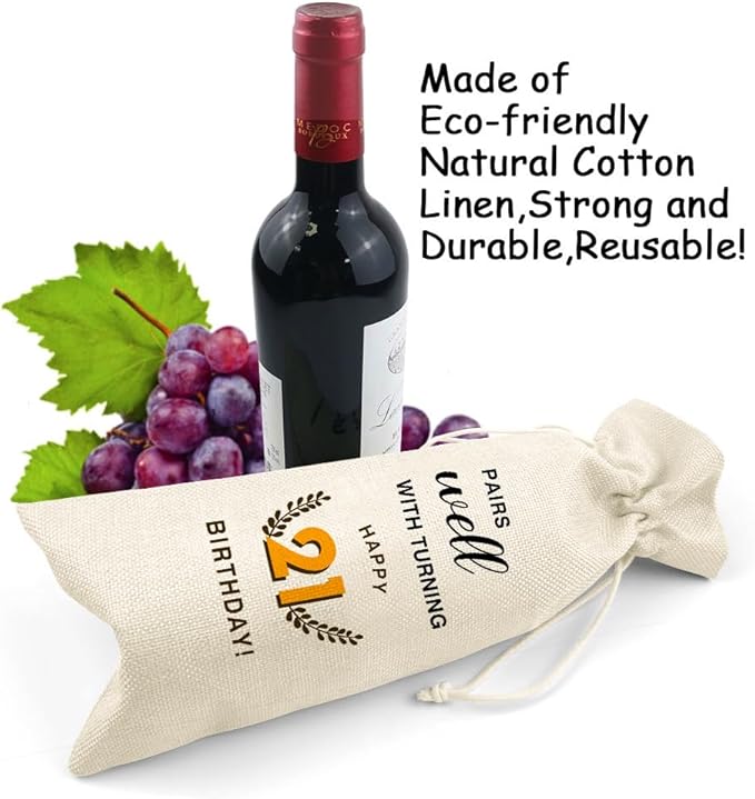 LANBAIHE 21st Birthday Gifts for Her,21st Birthday Gift for Women Men, 21 Years Old Birthday Gifts Wine Bag, 21st Birthday Decorations Party Supplies- 2003 Birthday (21 BIRTHDAY)