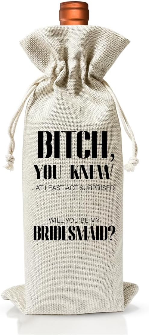 Bridesmaids Proposal Wine Bag Gift For BFF Best Friend, Wedding or Engagement Gift, Maid of Honor Proposal Ideas, Wedding Party or Bachelorette Party or Bridal Shower Party Favor Supply Gift