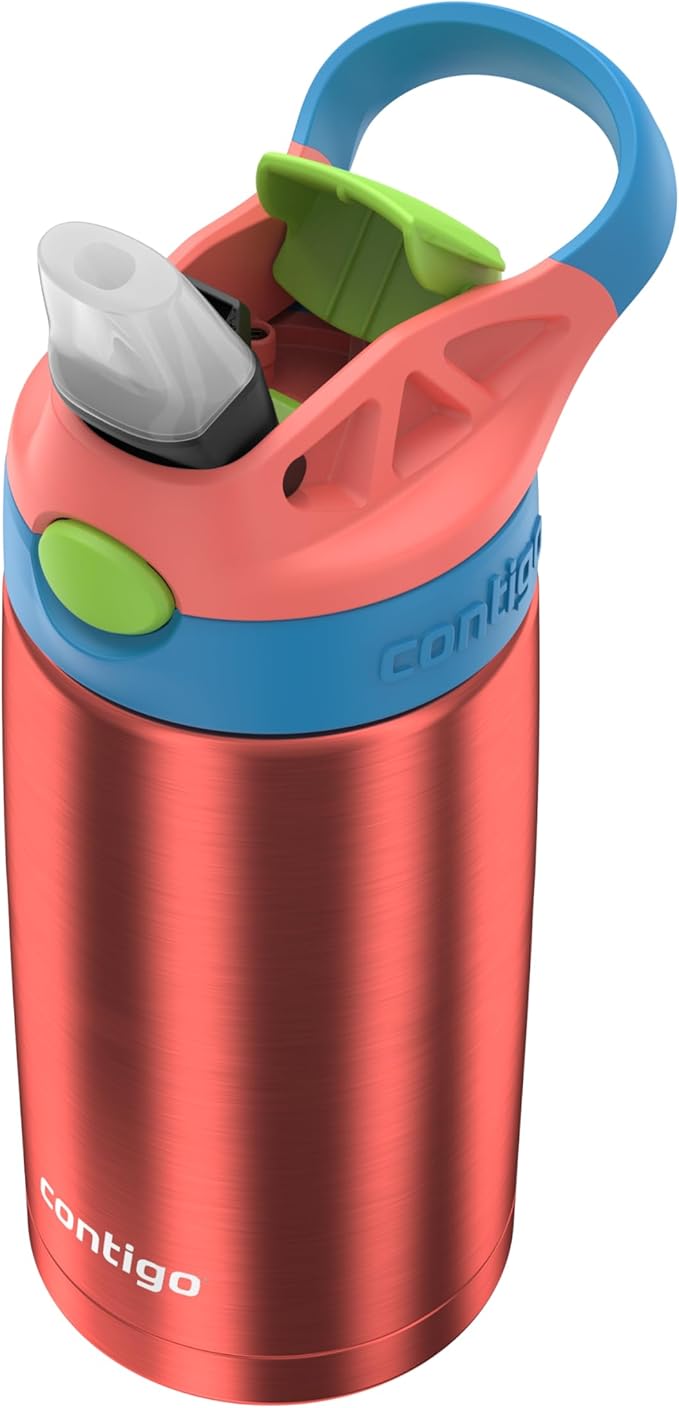 Contigo AUTOSPOUT Water Bottle, 13 oz, Coral Blue/Poppy