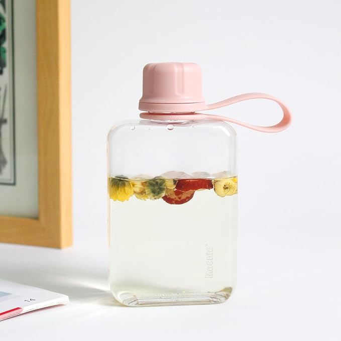 MoChic Flat Water Bottle Portable Slim Water Bottle Design BPA Free Wallet Water Bottle Can be Put into Small Pockets, Makeup Bags and Handbags, Suitable for Travel,Work and Outdoor Sports 17oz（white）