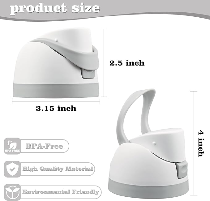 Moukiween Replacement Cap for Owala Freesip Bottle, One Button Water Bottle Top Lid Accessories Compatible with Owala Cup 16oz 24oz 32oz 40oz, BPA-Free, No Water Leakage, White