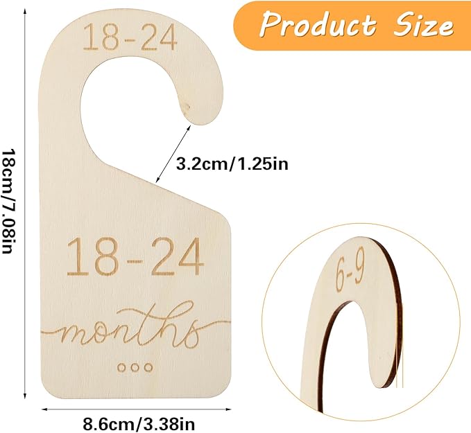 Yolev 8 Pcs Baby Closet Dividers for Clothes Organizer,Wooden Baby Closet Dividers,Double-Sided Organizer for Newborn to 24 Months Size Clothes Hanger Closet Dividers Nursery Organization for Clothes