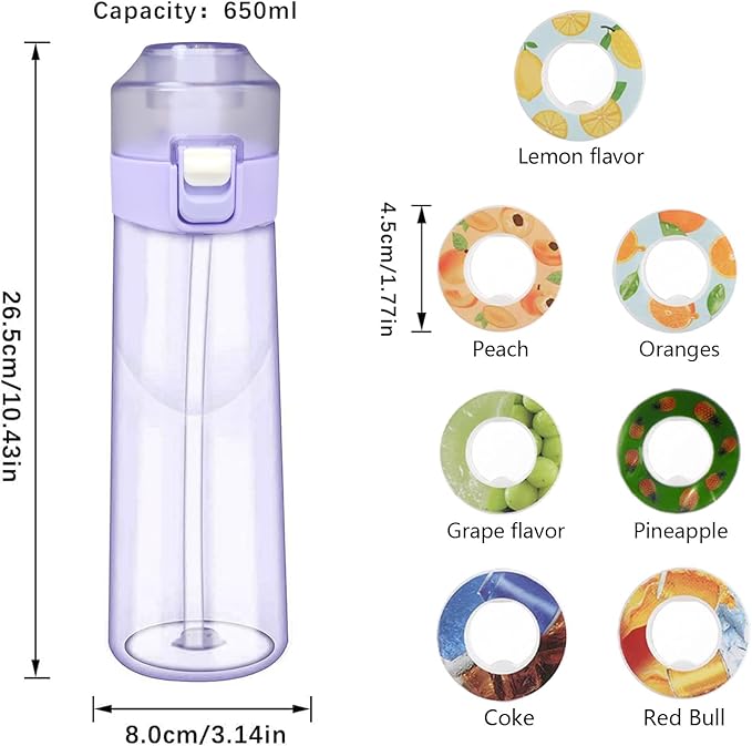 Flavor Pods for Water Bottle,7pcs Flavor Pods Fruity Scent for Sports Water Bottle,with Water bottle 0 Sugar, 0 Calorie For Fitness Outdoor School (Blue+7Pod), FNDAI02