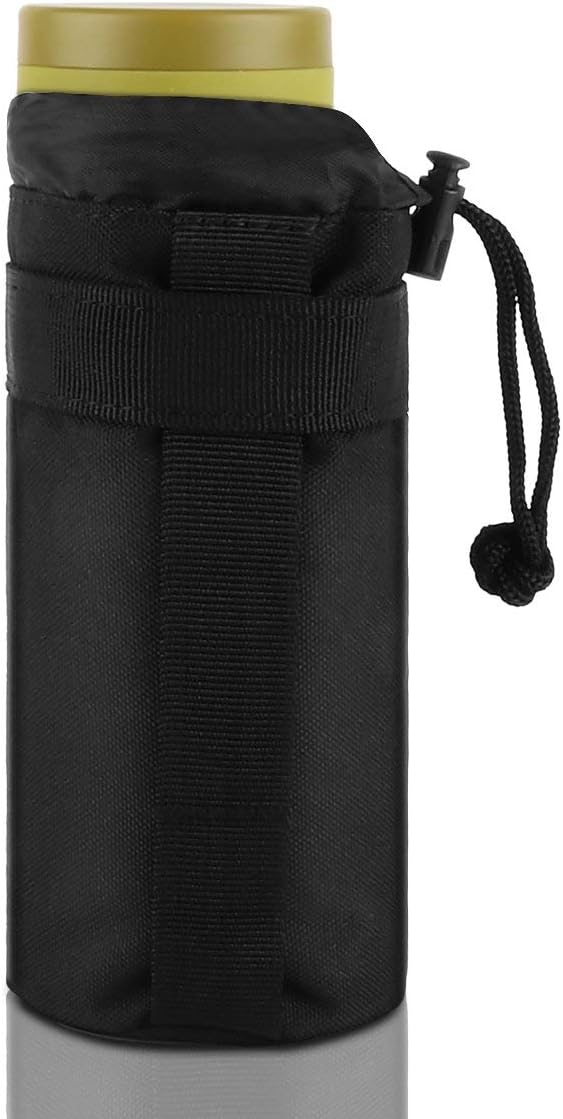 IronSeals Adjustable Tactical Water Bottle Pouch Foldable MOLLE Water Bottle Holder Drawstring Open Top Travel Water Bottle Bag