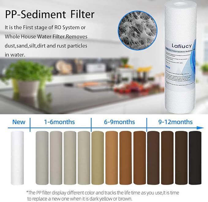 Sediment Water Filter Cartridge 10"x 2.5",5 Micron,6pack,10" x 2.5" Whole House Sediment Water Filter Replacement Cartridge Compatible with 10 inch RO Unit
