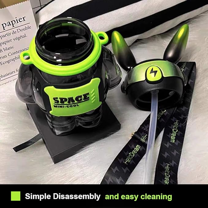 37 Oz Rabbit Water Bottle With Straw, Cool Lightning Space Rabbits Cup, Portable Outdoor Water Bottle, Suitable For Adults And Children Fitness Sports (Purple)