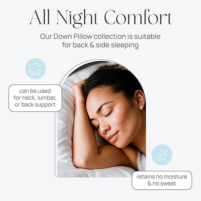 East Coast Bedding Pure Dream Firm Pillow - King Pillows Medium Support, King Size 20x36 Inch Goose Feather Down Pillows, 100% Cotton Shell, Set of 2