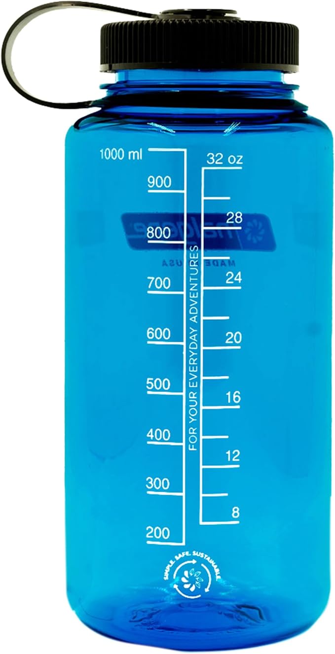 Nalgene Sustain Tritan BPA-Free Water Bottle Made with Material Derived from 50% Plastic Waste, 32 OZ, Wide Mouth, Slate Blue
