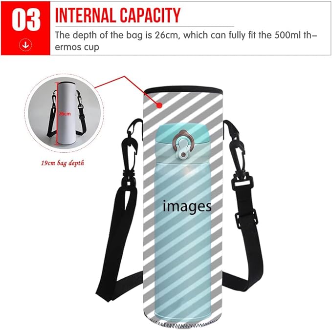 GIFTPUZZ Rainbow Tie Dye Water Bottle Carrier Pocket Neoprene Durable Machine Washable Pull On Girls Boys Bottle Sleeve Holder for Glass Bottles Travel Outdoor Walking Hands Free 1000-1200ml Colored