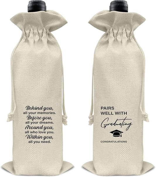 HOIJAUMAI Graduation Gifts for Women Men Graduation Wine Bag Pairs Well with Graduating Wine Gift Bags