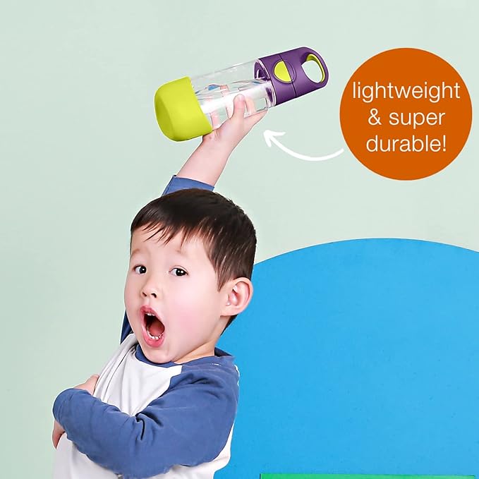 b.box 15oz Tritan Straw Bottle: Kids Water Bottle for Toddlers+. Spill Proof, Leak Proof, BPA Free. Great for School Sippy Cups (Strawberry Shake, 15 oz)