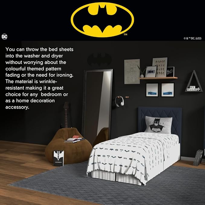 Franco Collectibles Batman Bedding Super Soft Microfiber Twin Sheet Set, College Dorm Essentials, (Officially Licensed Product)
