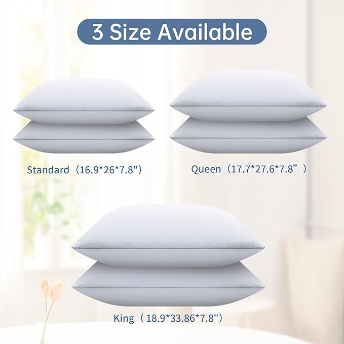 Bed Pillows for Sleeping King Size Set of 4,Down Alternative Filling,Pillows for Back,Stomach or Side Sleepers