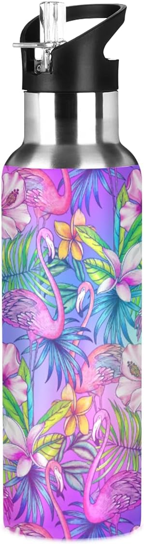 MNSRUU Insulated Water Bottle with Straw, Rainbow and Unicorns Stainless Steel Flasks for Sports Cycling Hiking School