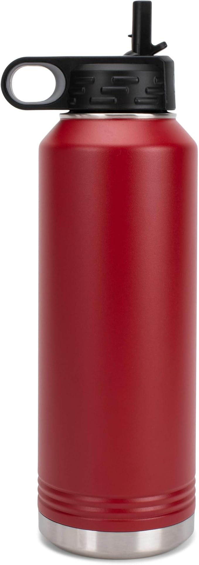 Elanze Designs Dog Dad Pawprint Red 32 ounce Stainless Steel Water Bottle With Straw