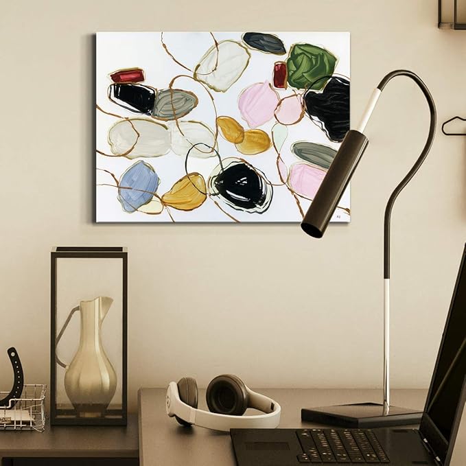 Renditions Gallery Canvas Wall Art Modern Paintings Decorations Colorful Brushstroke Jewels Abstract Watercolor Wall Hanging Artwork Prints for Bedroom Office Kitchen - 18"x27" LT33