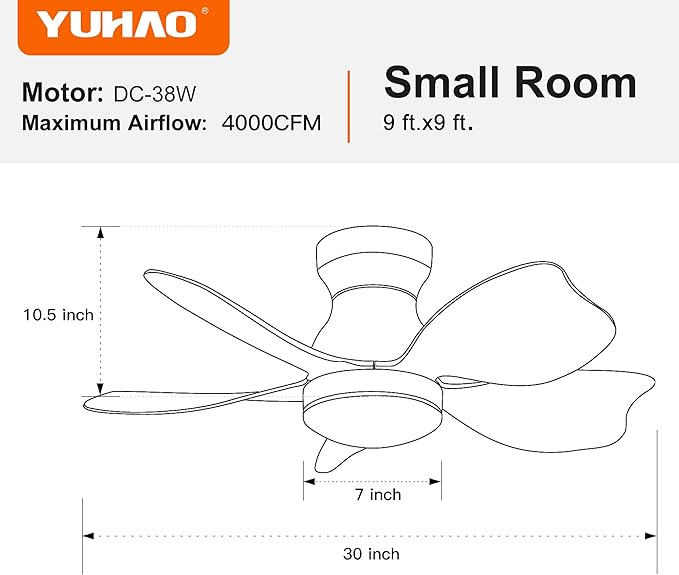 NicBex Ceiling Fan 30 Inch Indoor Modern Ceiling Fans with Integrated LED Light and Remote Control Flush Mount Ceiling Fan with 5 Blades for Living Room, Bedroom, White