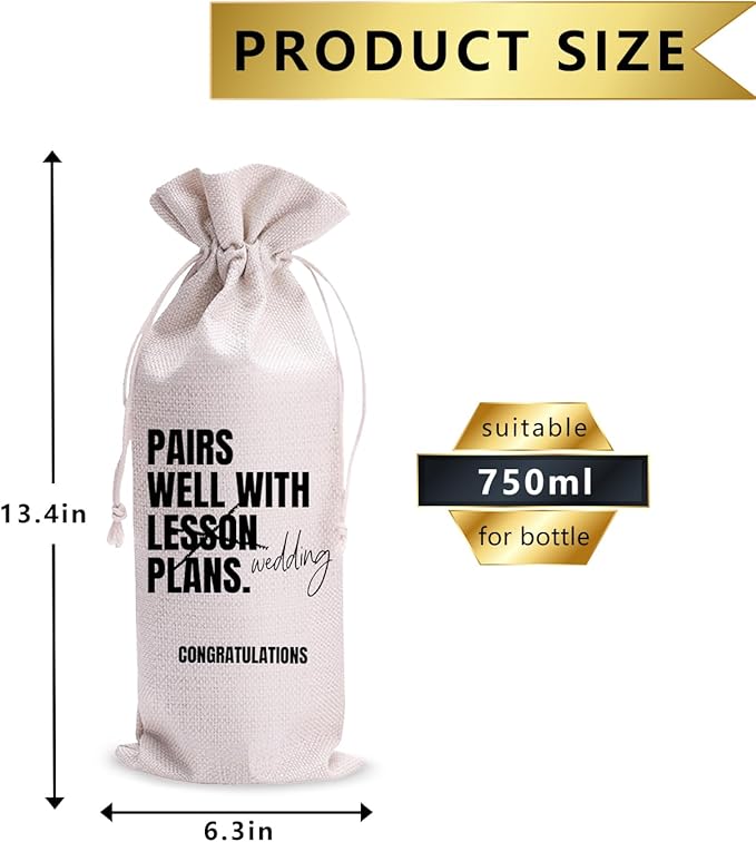 Paris Well With Lesson Plans Wedding Gift Engagement Gift Bag For bride/him/her Newly Engaged Gift Wine Tote