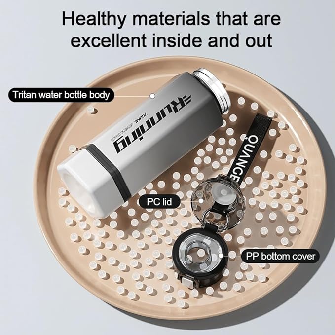 27 oz Hexagon Water Bottle, Wide Mouth Leak Proof Water bottles BPA-free Plastic Water Bottles Hexagonal Shape Water Bottle Reusable Water Bottle With Handle for Travel Fitness(Grey)