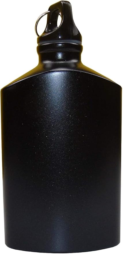 Military Canteen Water Bottle Aluminum - for Travel Camping Hiking Outdoor Recreation, with Hook Portable BPA Free, 18oz Black