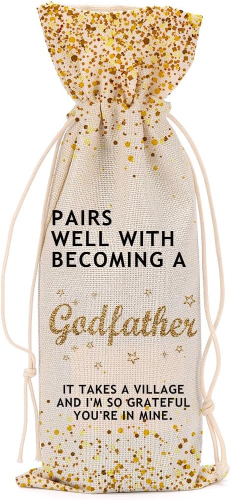 Godfather Gift Godfather Proposal Gifts Wine Bag God Parents Presents Proposal Gifts Godparents Gifts for Baptism for Men Male Uncle Coworker Friend Wine Bags
