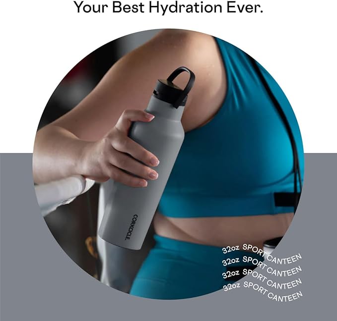 Corkcicle Sport Canteen Insulated Tumbler, Hammerhead, 32 oz – Reusable Water Bottle Keeps Beverages Cold for 25 Hours & Hot 12 Hours – Cupholder Friendly Tumbler with Screw-On Cap