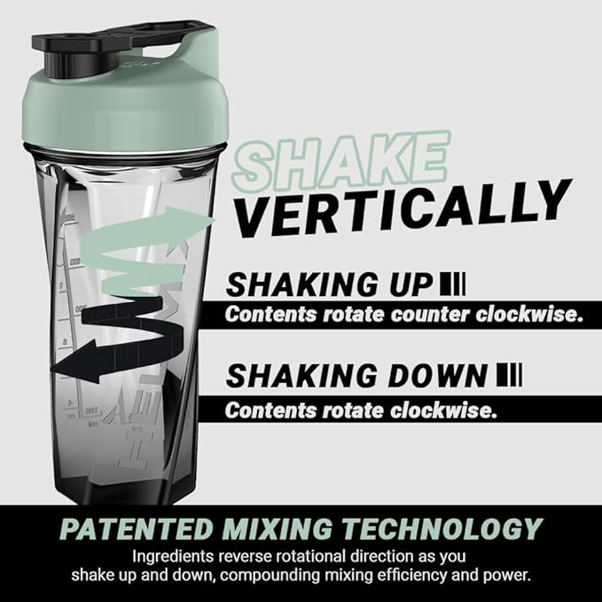 HELIMIX 2.0 Vortex Blender Shaker Bottle Holds upto 28oz | No Blending Ball or Whisk | USA Made | Portable Pre Workout Whey Protein Drink Shaker Cup | Mixes Cocktails Smoothies Shakes | Top Rack Safe